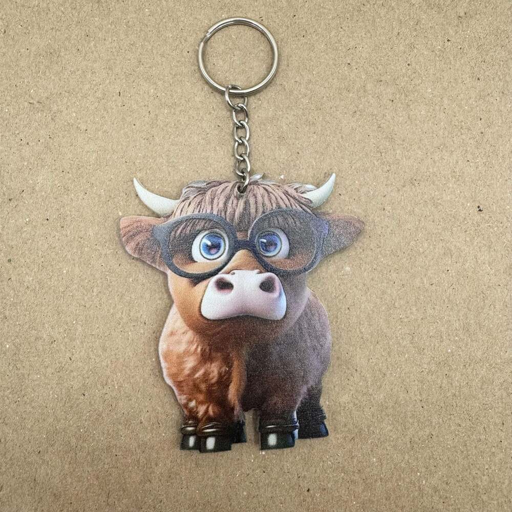 Cute Cartoon Highland Cow Acrylic Keychain or Ornament